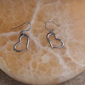 Delicate Heart Dangle French Wire Earrings